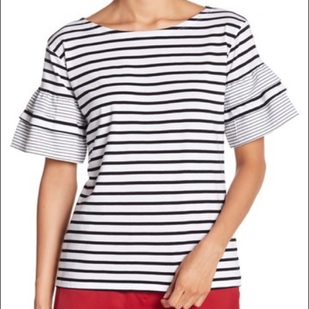 Romeo & Juliet Couture Striped Bell Sleeve Tee NEW